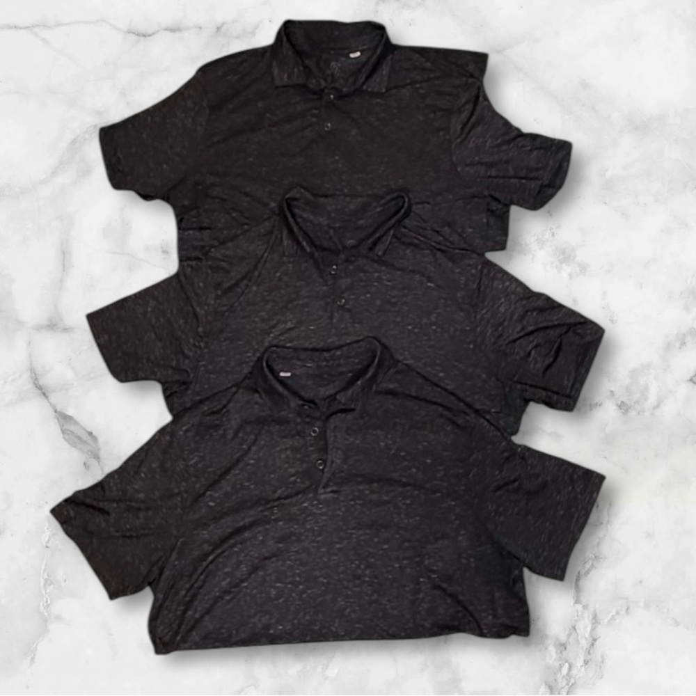 3 Champion‎ Men's Heathered Black Polo Golf Performance Shirt  Size XL